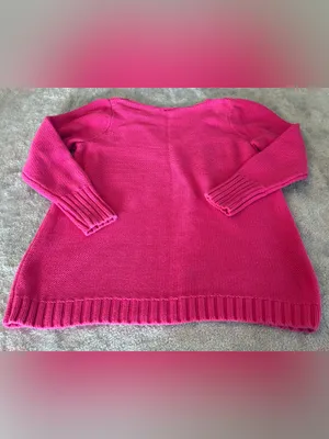 Women’s Long Sleeve V-Neck Pink Sweater Size Large 100% Cotton thumbnail 4