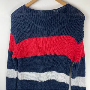 Lauren Ralph Lauren Linen Cotton Open Knit Stripe Sweater Western Sz Large thumbnail 9