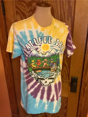 Grateful Dead Tie Dye Dancing Bears Skeleton Graphic Tee Shirt Size Medium thumbnail 6