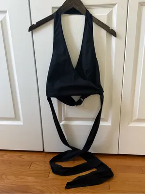 Free People Black Wrap Halter Neck Tank thumbnail 2