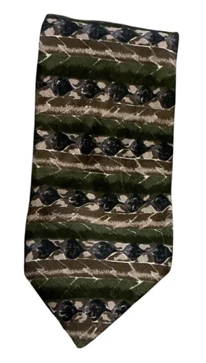 Vintage Bialucci Collection 100% Silk Tie – Abstract Geometric Earth Tones (Green, Brown, Beige) thumbnail 1