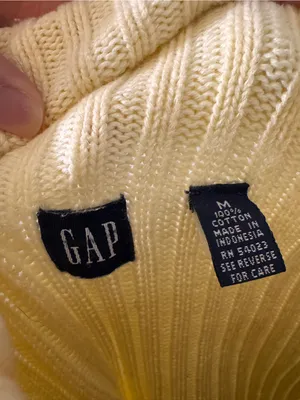 GAP Ribbed Butter Yellow Turtleneck Sweater 90s mom 1999 Medium thumbnail 4