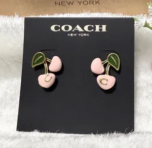 🌸✨Coach Cherry Stud Earrings • Gold/Pink thumbnail 1