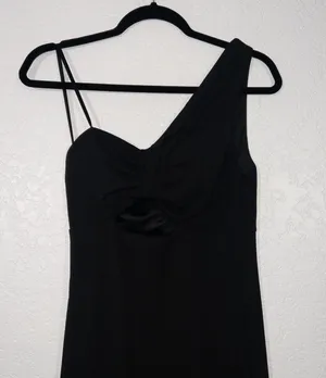 City Studios New Black One Shoulder Cut Out Evening Gown Size 5 thumbnail 4