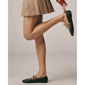 MAEVE Contrast Black Lace Up Ballet Flats Size 41 thumbnail 3
