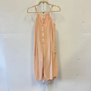 Some Days‎ Lovin Peach Button Front Wide Leg Jumpsuit XS Pockets Boho Summer thumbnail 2