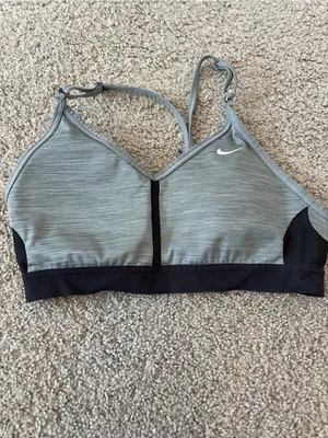 Nike Heather Gray & Black V‑Neck Strappy Sports Bra thumbnail 2