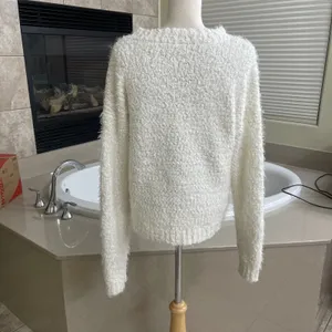 Show me‎ your mumu Fuzzy Knit Sweater Cream Cozy Textured Pullover Women's Small thumbnail 2