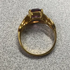 Elegant 14k Gold Plated Emerald Cut Amethyst Cocktail Ring Size 9 thumbnail 5