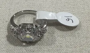 Elegant Silver Ring with Clear Gemstone Size 6 thumbnail 1