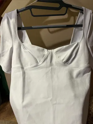 Free People White Scoop Bust Short Sleeve Crop Top thumbnail 5