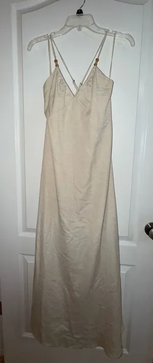 Japna Cream Ruched Strap Dress thumbnail 1