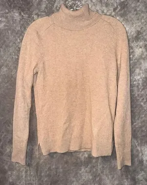 Ann Taylor Tan Turtleneck 100% cashmere long sleeve pullover sweater Small #750 thumbnail 1