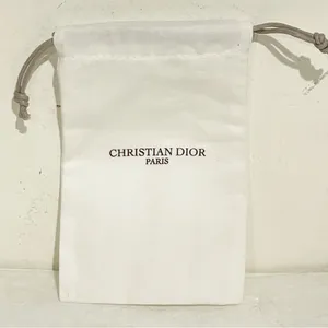 CHRISTIAN DIOR Drawstring Dust Bag Cotton Gift Pouch White‎ Small NEW thumbnail 2