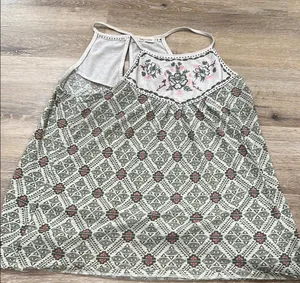 Rewind Boho Green and Red Patterned Halter Top thumbnail 1