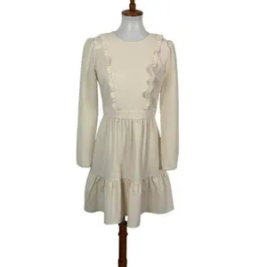 Gal Meets Glam Hayley Dress 4 Ivory Long Sleeve Back Zip Romantic‎ Chic thumbnail 2