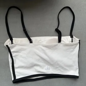 Alo Yoga Airbrush Streamlined Bra Tank Ivory/Black M thumbnail 4