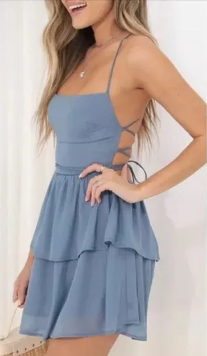 Women’s Lucy in the sky aspen lace up Mini dress Size M Open Back Sexy thumbnail 1