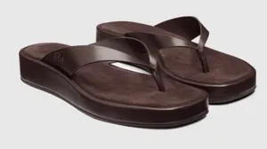 Reformation Eden Platform Flip Flop Espresso Brown Leather Suede Sz 9 NEW $228 thumbnail 1