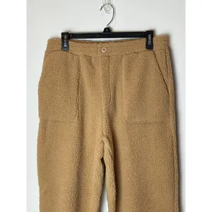 Blank NYC Tan Camel Teddy Bear Sherpa‎ Fleece Elastic Waist Jogger Pants Size M thumbnail 6