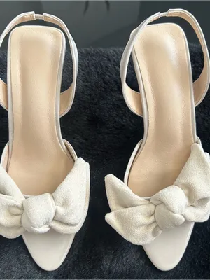 Women’s Cream Knot Bow Slingback Sandals Size 6.5 thumbnail 1