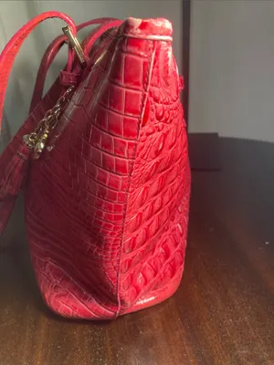 Brahmin red croc-embossed leather tote bag thumbnail 11