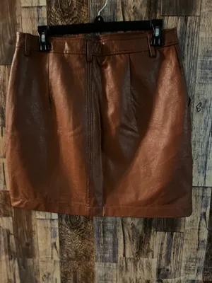 Shine Star women mini skirt size large polyurethane & viscose brick brown 17 length 15 wide thumbnail 3