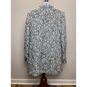 Banana Republic Textured Knit Double Breasted Coat Size M Black White Cotton thumbnail 3