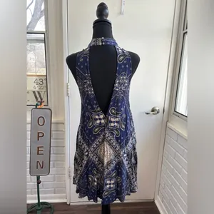 Free People Beaux Bandana Print High Neck Slip Dress small boho festival‎ thumbnail 4