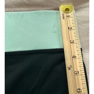 Victorias Secret PINK Yoga Pants Black Mint Green Foldover Flare Leg Leggings thumbnail 4
