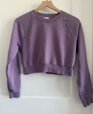 TNA cozy fleece cropped crew neck Purple thumbnail 1