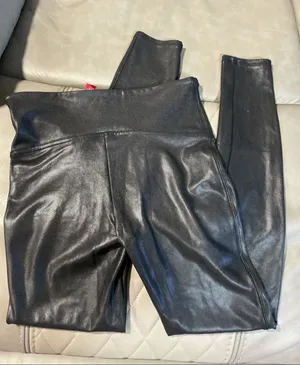 SPANX Black Faux Leather Jeggings thumbnail 1