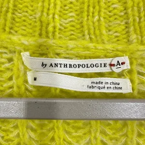 by Anthropologie Sweater Vibrant Neon Yellow Knit V-Neck Long Sleeve‎ Pullover thumbnail 5