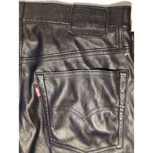 RTR Levi's Black Faux Leather Baggy Straight Pants Size 27 4 Solid black thumbnail 14