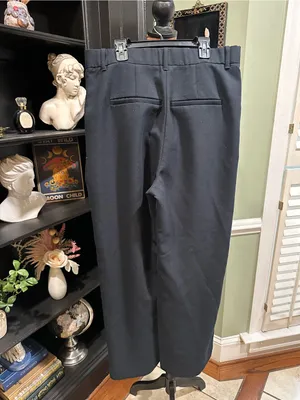 Abercrombie & Fitch Dark Blue High‑Waisted Wide‑Leg Trousers – Size 12 thumbnail 5