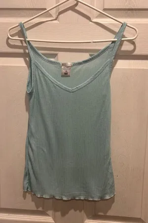 Old Navy Vintage Y2K Light Blue Ribbed Sheer Cami Tank Top Fall 04 Womens Medium thumbnail 1