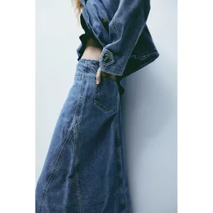 NWT H&M Denim Maxi Skirt in Light Denim Blue | Size 6 US thumbnail 4