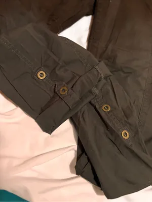 Palm Rio Womens Olive Green Cargo Pants Large Utility Hiking Roll Up Cuffs thumbnail 2