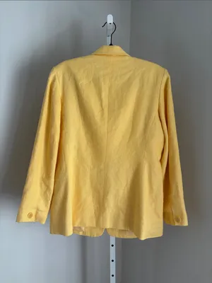 Talbots Butter Yellow Women’s Irish Linen Blazer Classic Tailored Jacket Sz 12 thumbnail 3