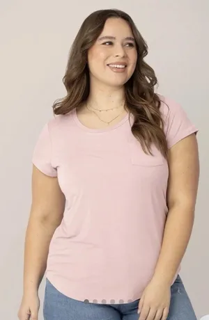 Kindred Bravely Everyday Maternity & Nursing Pocket T-shirt Dusty Pink Sz L NWT thumbnail 1