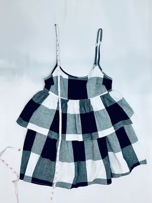 Urban Renewal Remnants Blown Out Gingham Tiered Mini Dress - XS thumbnail 11