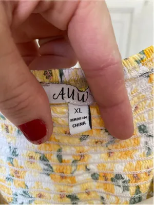 AUW Yellow Floral‎ Smocked Mini Romper Shorts Pockets Cottagecore Coquette Boho thumbnail 6
