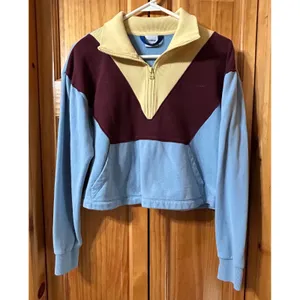 Outdoor Voices Pickup Colorblock Cropped Half-Zip Sweatshirt Small Cotton Terry thumbnail 2