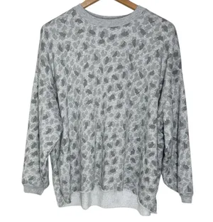 Aerie Women’s Oversized Terry Sweatshirt Leopard Print Loungewear Cozy size S thumbnail 1