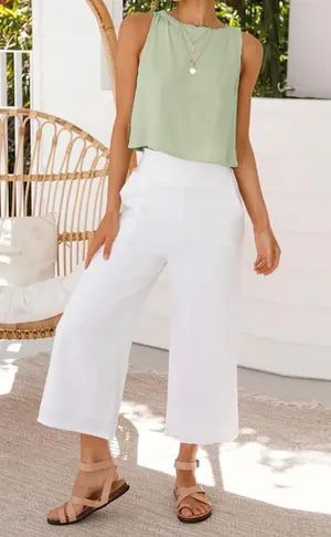 Amazon Sage green linen blend tank top thumbnail 1