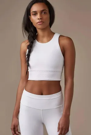 Lululemon Cropped, All White Tank Top With Mesh Bottom thumbnail 1