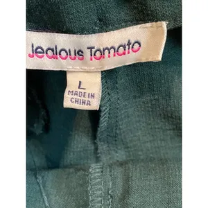 Jealous Tomato Green High Waist Wide Leg Pants Front Button Detail Pleated Sz L thumbnail 3