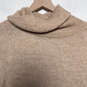 Quince Women Merino Wool Alpaca Sweater Large Tan‎ Ribbed Cowl Neck Raglan L thumbnail 5