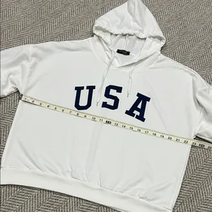 White USA Hoodie with Flag Detail thumbnail 4