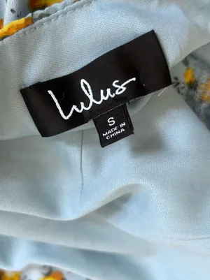 Lulus Feeling Butterflies Light Blue Floral Tiered‎ Ruffle Mini Dress Size Small thumbnail 3